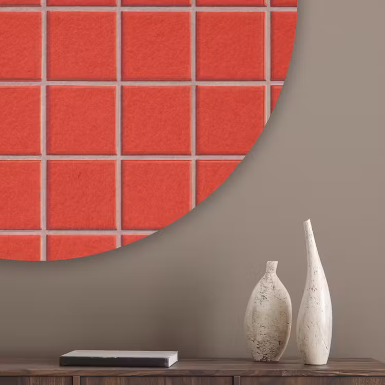 Tegel - Patroon - Kersen - Rood Akoestische PET Vilt - Rond klein 838 -sfeer5_closeup