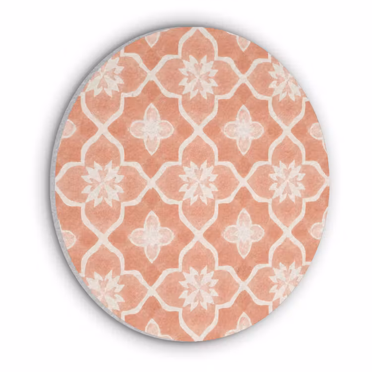 Tegelpatroon - Arabesk - Vintage - Terracotta Akoestische PET Vilt - Rond klein 838 -3d
