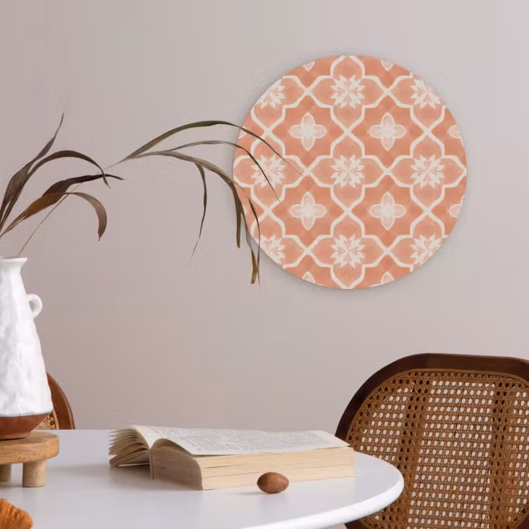 Tegelpatroon - Arabesk - Vintage - Terracotta Akoestische PET Vilt - Rond klein 838 -sfeer3