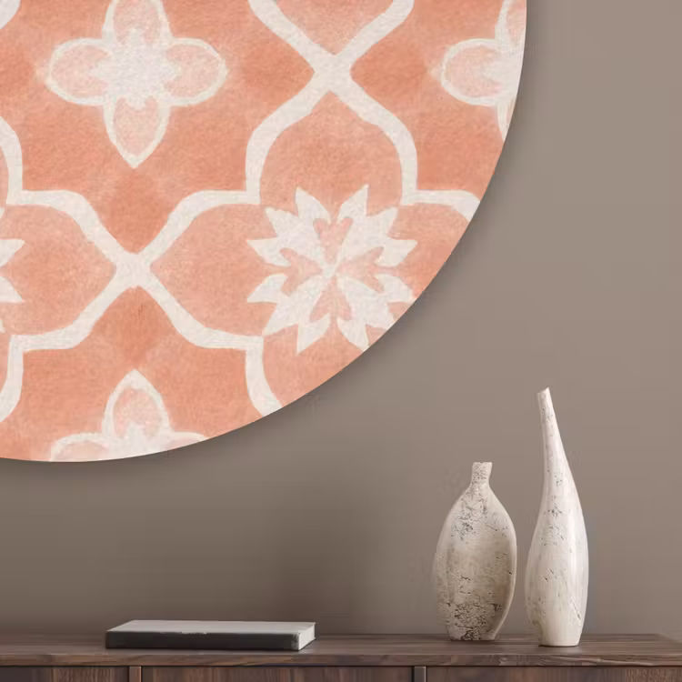 Tegelpatroon - Arabesk - Vintage - Terracotta Akoestische PET Vilt - Rond klein 838 -sfeer5_closeup