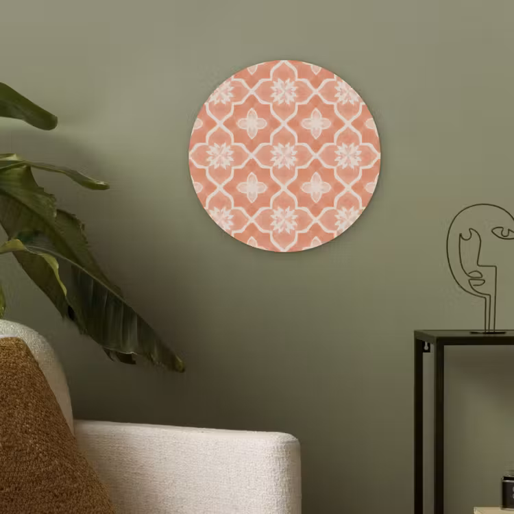 Tegelpatroon - Arabesk - Vintage - Terracotta Akoestische PET Vilt - Rond klein 838 -sfeer2