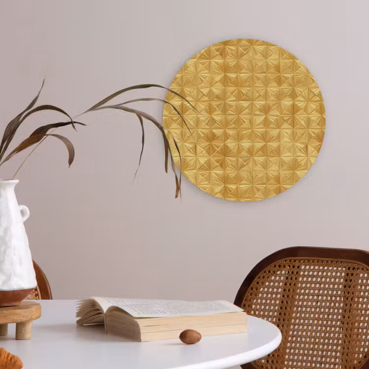 Tegels - Geometrisch - Reliëf - Goud Akoestische PET Vilt - Rond klein 838 -sfeer3