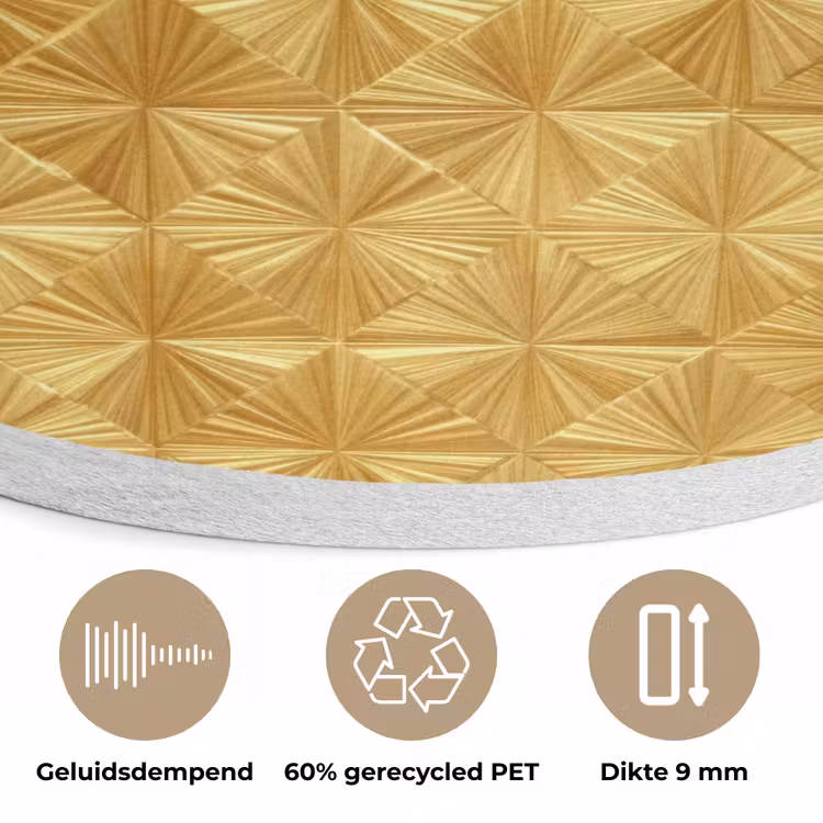 Tegels - Geometrisch - Reliëf - Goud Akoestische PET Vilt - Rond klein 838 -closeup_NL