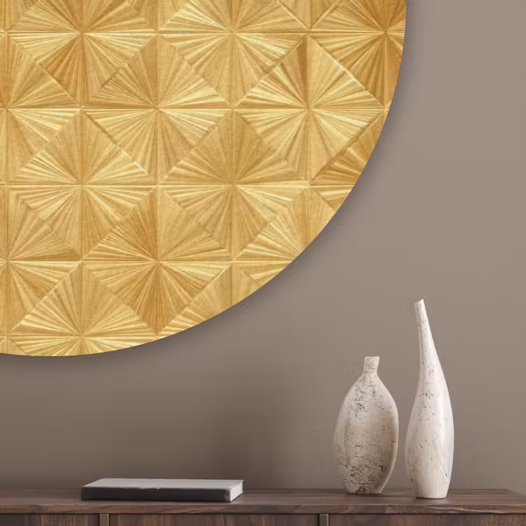 Tegels - Geometrisch - Reliëf - Goud Akoestische PET Vilt - Rond klein 838 -sfeer5_closeup
