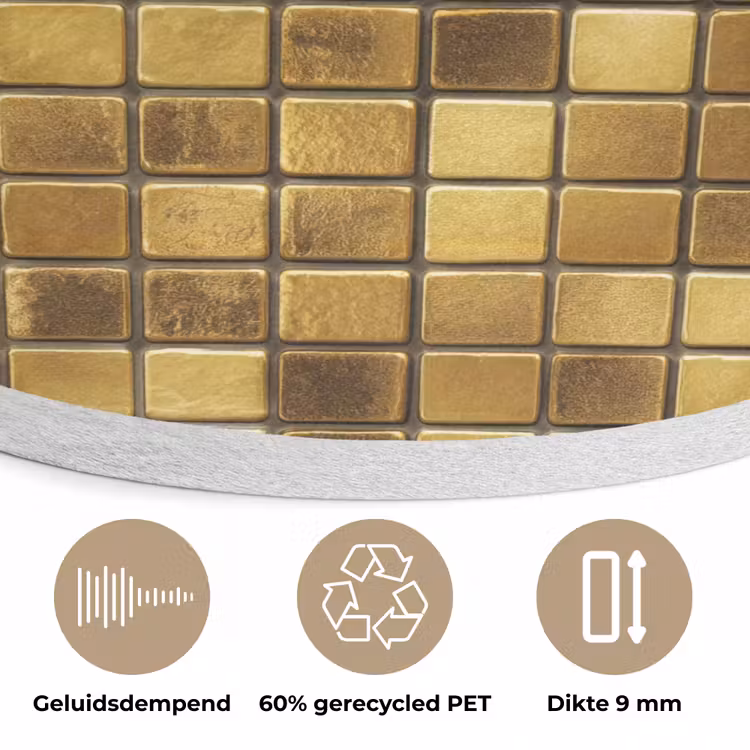 Tegels - Mozaïek - Luxe - Warm Goud Akoestische PET Vilt - Rond klein 838 -closeup_NL
