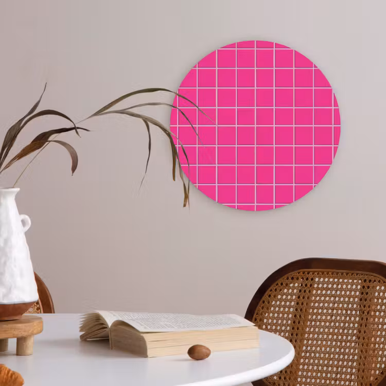 Tegels - Vierkant - Fuchsia Akoestische PET Vilt - Rond klein 838 -sfeer3
