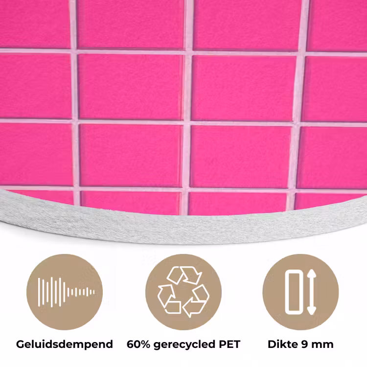 Tegels - Vierkant - Fuchsia Akoestische PET Vilt - Rond klein 838 -closeup_NL