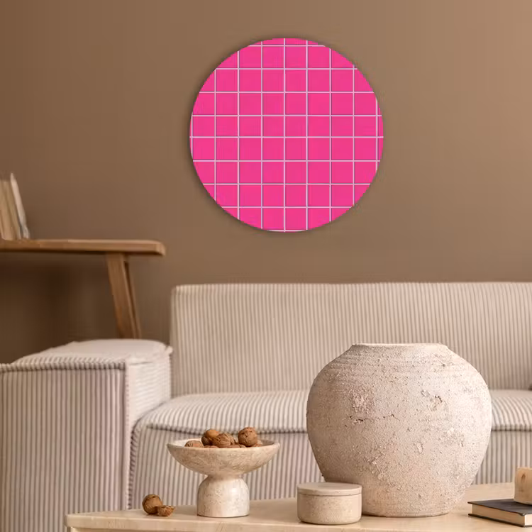 Tegels - Vierkant - Fuchsia Akoestische PET Vilt - Rond klein 838 -sfeer1