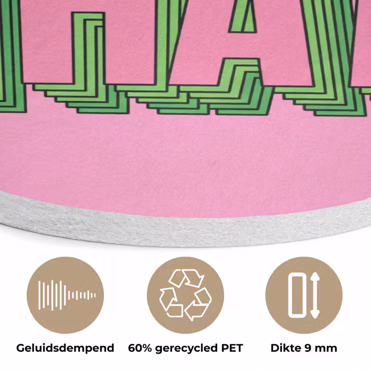 Tekst - Bold - Roze Akoestische PET Vilt - Rond klein -closeup_NL