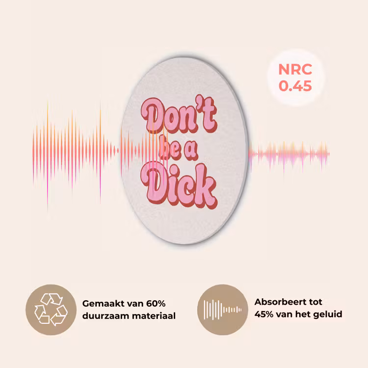 Tekst - Boodschap - Roze Akoestische PET Vilt - Rond klein -USP_NL