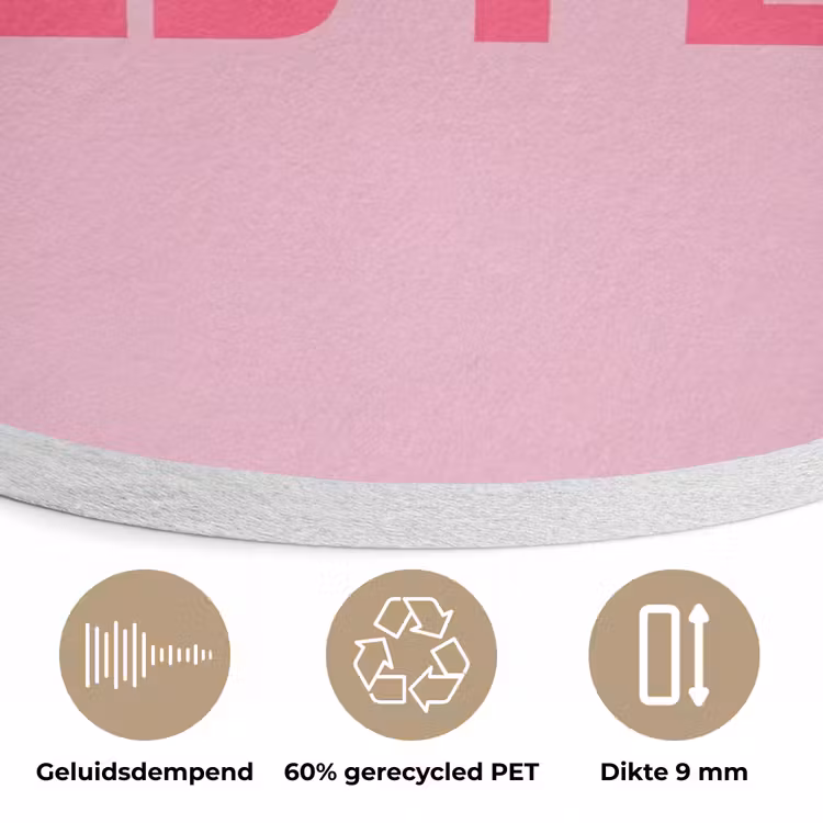 Tekst - Modern - Roze Akoestische PET Vilt - Rond klein -closeup_NL
