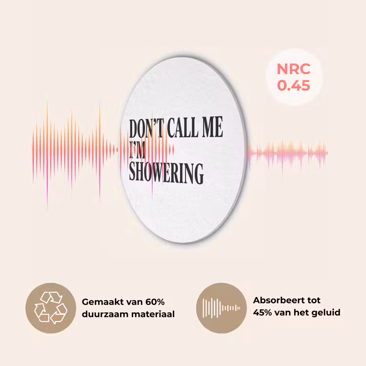 Tekst - Modern - Zwart - Wit Akoestische PET Vilt - Rond klein -USP_NL