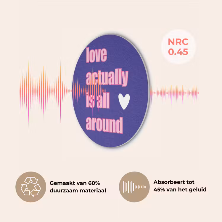 Tekst - Valentijn - Love - Blauw Akoestische PET Vilt - Rond klein -USP_NL