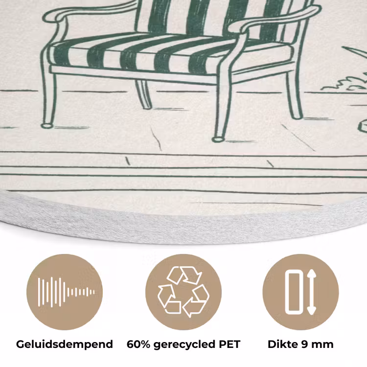 Terras - Illustratie - Groen Akoestische PET Vilt - Rond klein -closeup_NL