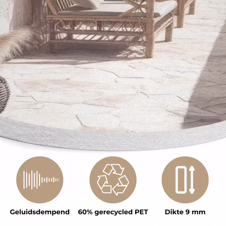 Terras - Stoelen - Strand - Beige Akoestische PET Vilt - Rond klein -closeup_NL