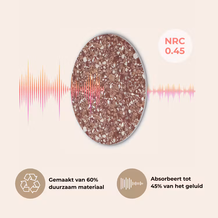 Terrazzo - Patroon - Steentextuur - Roodbruin Akoestische PET Vilt - Rond klein 838 -USP_NL