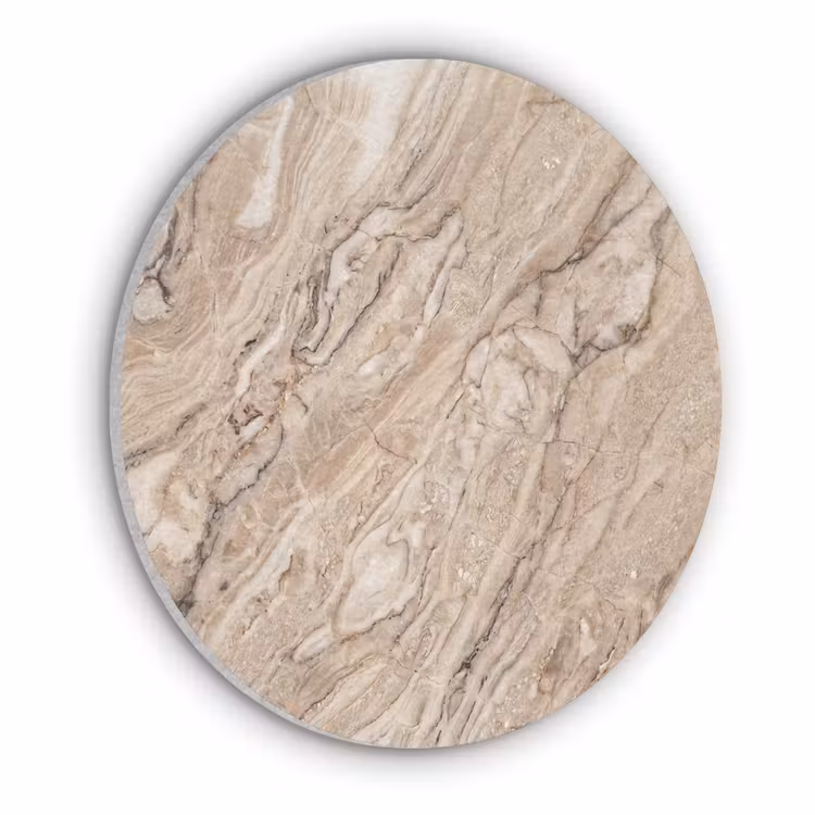 Textuur - Aders - Abstract - Modern - Beige Akoestische PET Vilt - Rond klein -3d