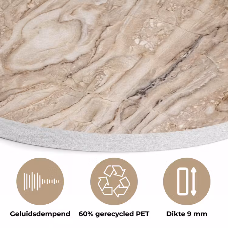 Textuur - Aders - Abstract - Modern - Beige Akoestische PET Vilt - Rond klein -closeup_NL