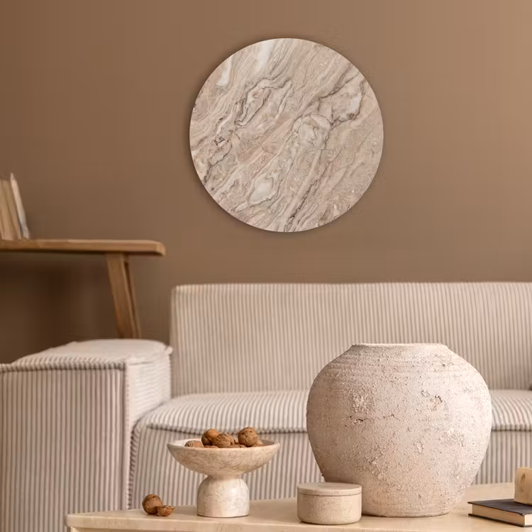 Textuur - Aders - Abstract - Modern - Beige Akoestische PET Vilt - Rond klein -sfeer1