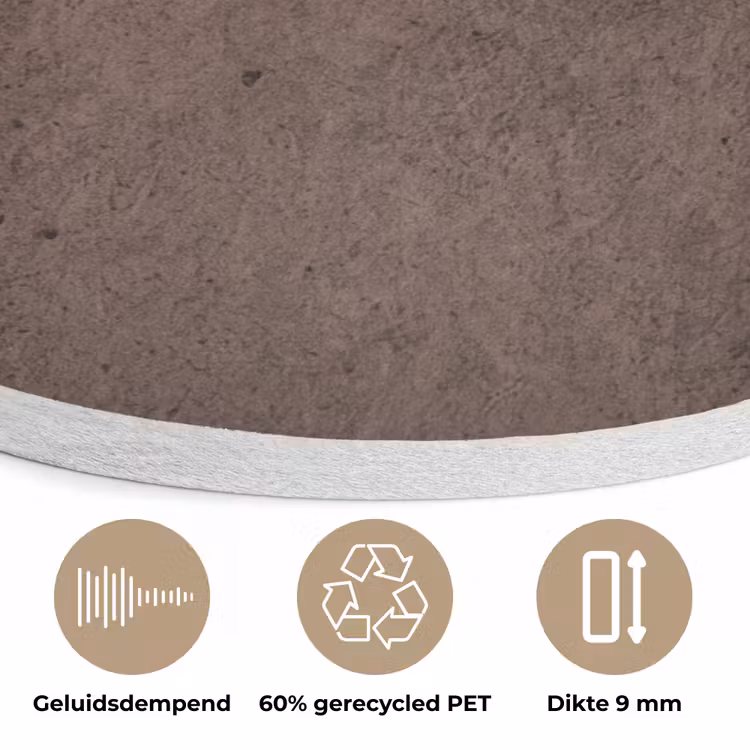 Textuur - Beton - Abstract - Donker - Bruin Akoestische PET Vilt - Rond klein -closeup_NL