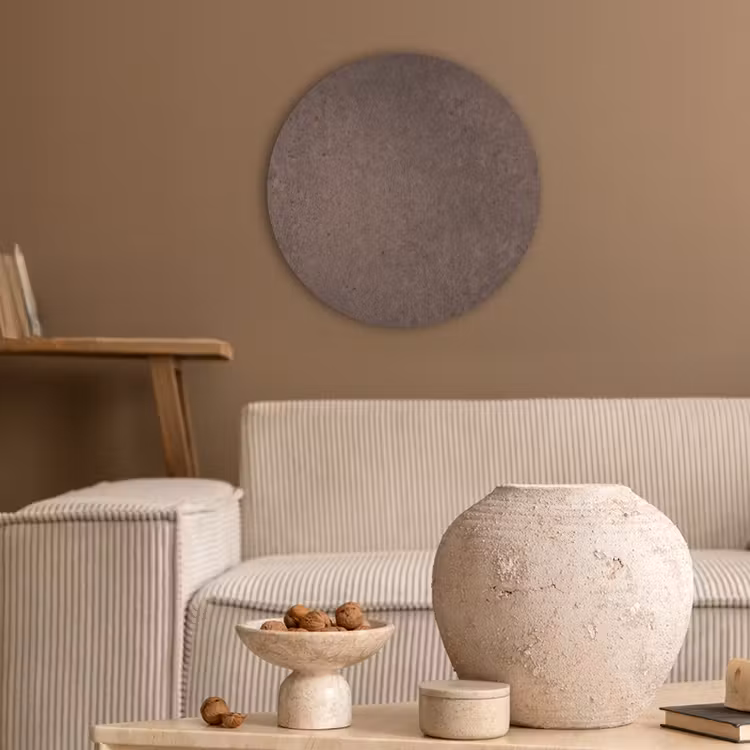 Textuur - Beton - Abstract - Donker - Bruin Akoestische PET Vilt - Rond klein -sfeer1
