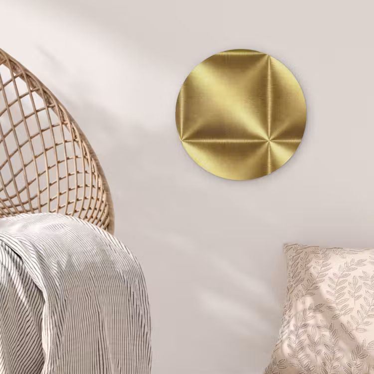 Textuur - Geborsteld Goud - Industrieel - Metallic Akoestische PET Vilt - Rond klein 838 -sfeer4