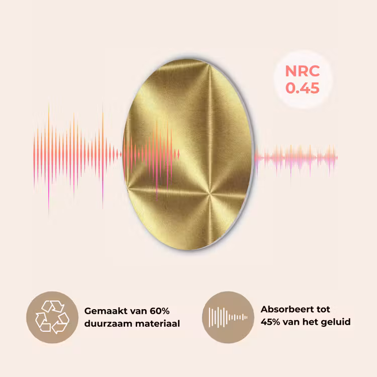 Textuur - Geborsteld Goud - Industrieel - Metallic Akoestische PET Vilt - Rond klein 838 -USP_NL