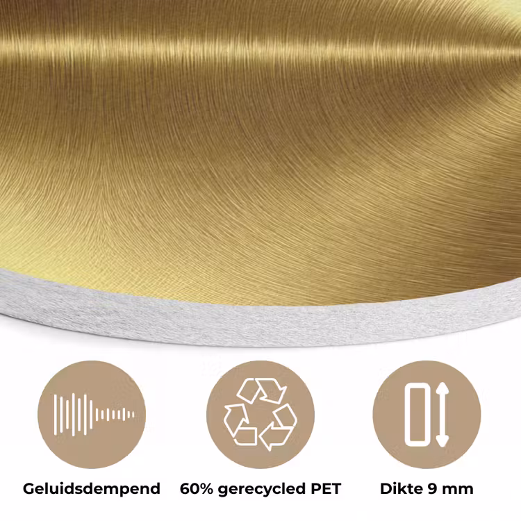 Textuur - Geborsteld Goud - Industrieel - Metallic Akoestische PET Vilt - Rond klein 838 -closeup_NL