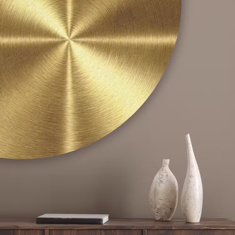 Textuur - Geborsteld Goud - Industrieel - Metallic Akoestische PET Vilt - Rond klein 838 -sfeer5_closeup