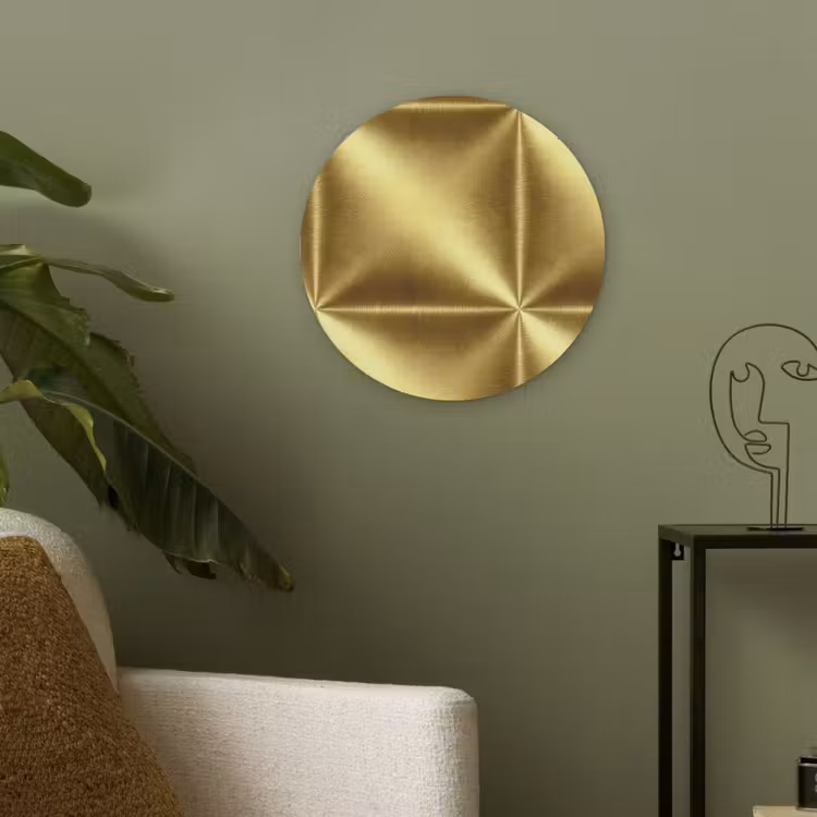 Textuur - Geborsteld Goud - Industrieel - Metallic Akoestische PET Vilt - Rond klein 838 -sfeer2