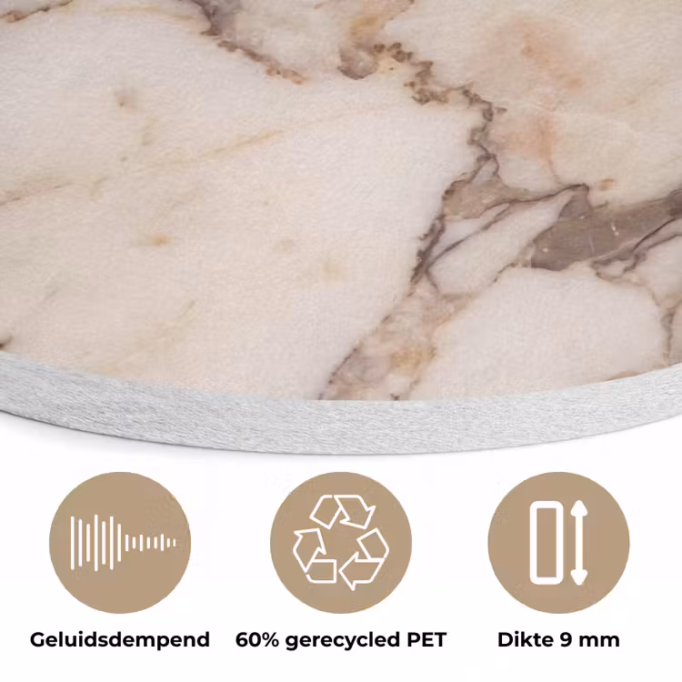 Textuur - Gesteente - Aderen - Abstract - Wit Akoestische PET Vilt - Rond klein -closeup_NL