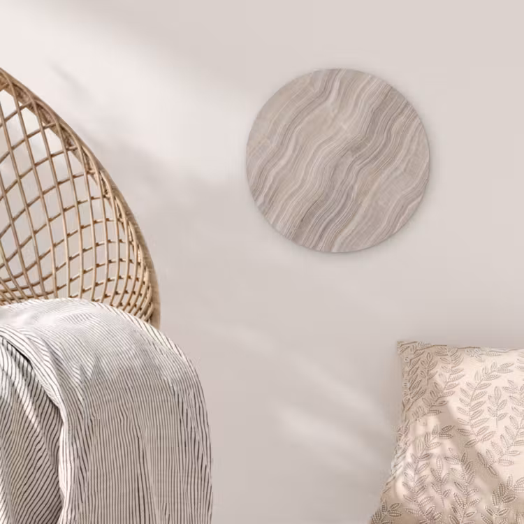 Textuur - Golvend - Abstract - Modern - Beige Akoestische PET Vilt - Rond klein -sfeer4