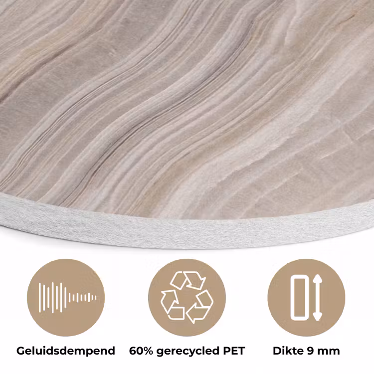 Textuur - Golvend - Abstract - Modern - Beige Akoestische PET Vilt - Rond klein -closeup_NL