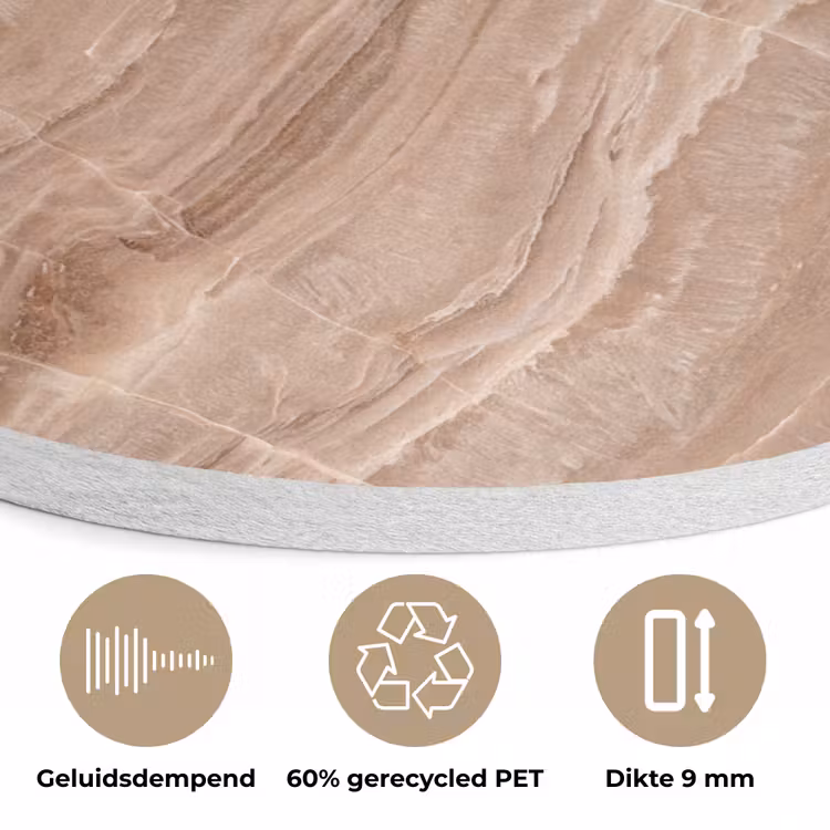 Textuur - Golvend - Abstract - Warm - Bruin Akoestische PET Vilt - Rond klein -closeup_NL
