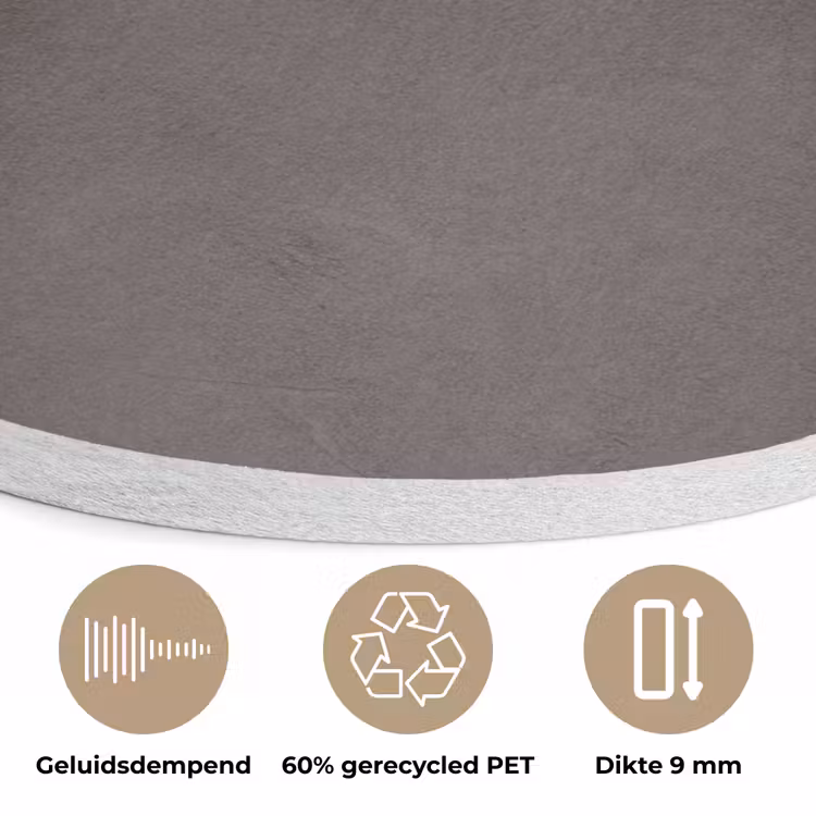 Textuur - Grijs - Modern - Abstract - Oppervlak Akoestische PET Vilt - Rond klein -closeup_NL