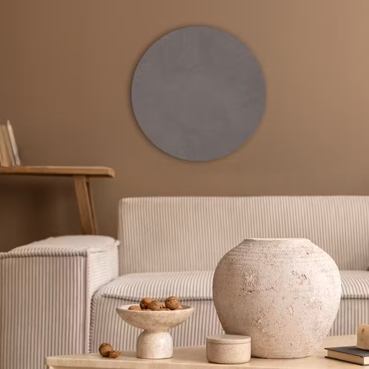 Textuur - Grijs - Modern - Abstract - Oppervlak Akoestische PET Vilt - Rond klein -sfeer1