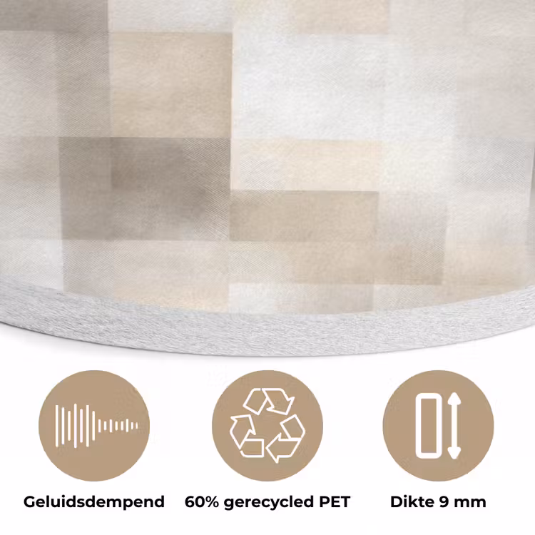 Textuur - Linnen - Beige Akoestische PET Vilt - Rond klein 838 -closeup_NL