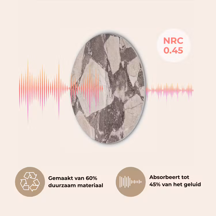 Textuur - Marmer - Abstract - Beige - Bruin Akoestische PET Vilt - Rond klein -USP_NL