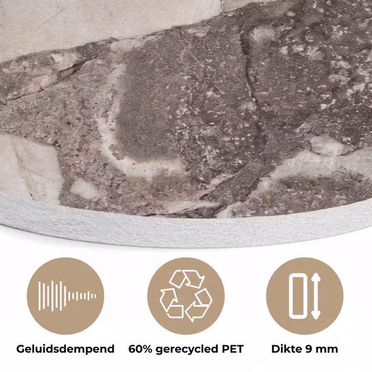 Textuur - Marmer - Abstract - Beige - Bruin Akoestische PET Vilt - Rond klein -closeup_NL