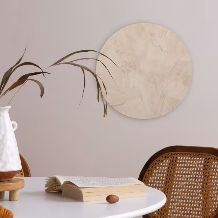 Textuur - Patroon - Abstract - Modern - Beige Akoestische PET Vilt - Rond klein -sfeer3