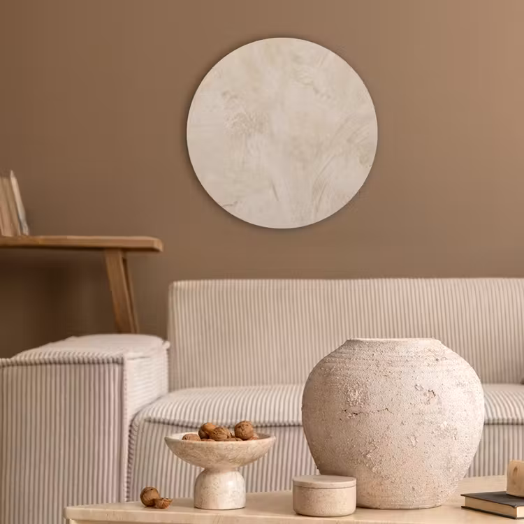 Textuur - Patroon - Abstract - Modern - Beige Akoestische PET Vilt - Rond klein -sfeer1