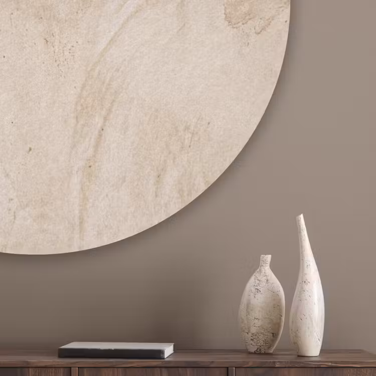 Textuur - Patroon - Abstract - Modern - Beige Akoestische PET Vilt - Rond klein -sfeer5_closeup