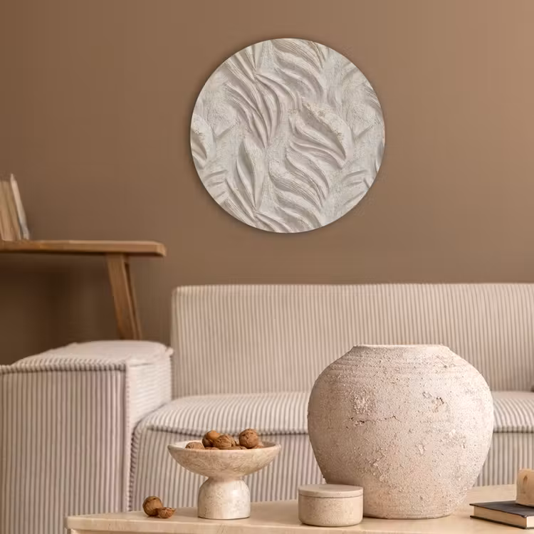Textuur - Reliëf - Beige Akoestische PET Vilt - Rond klein 838 -sfeer1