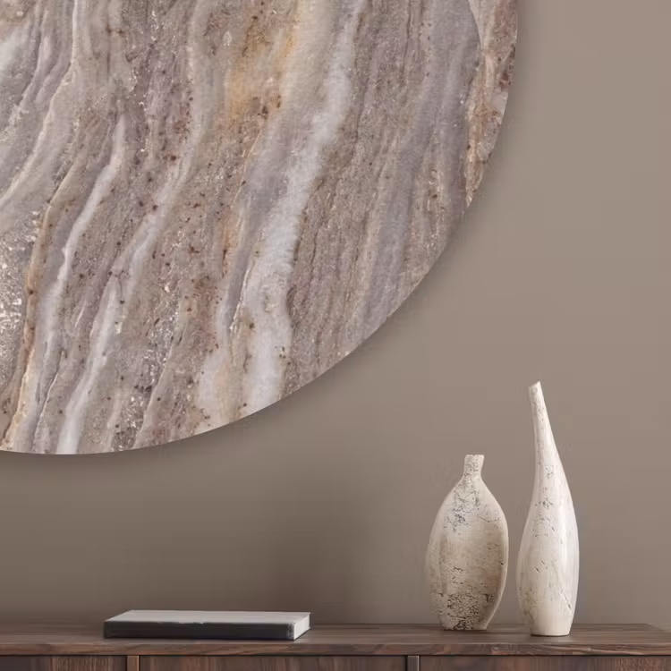 Textuur - Steen - Abstract - Beige Akoestische PET Vilt - Rond klein -sfeer5_closeup
