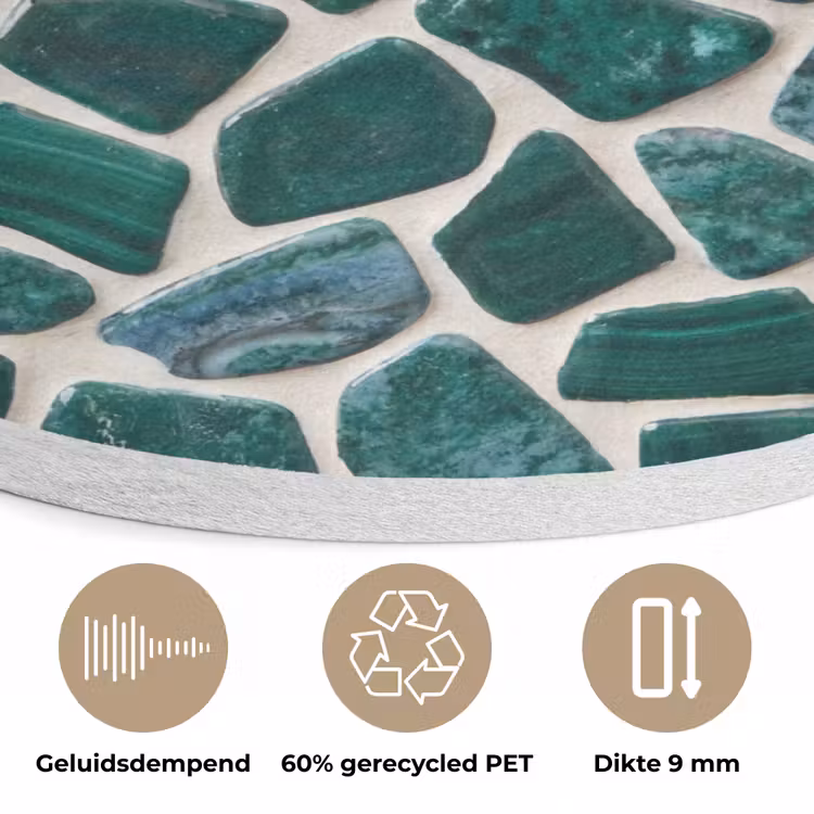 Textuur - Steen - Groen - Abstract - Patroon Akoestische PET Vilt - Rond klein -closeup_NL