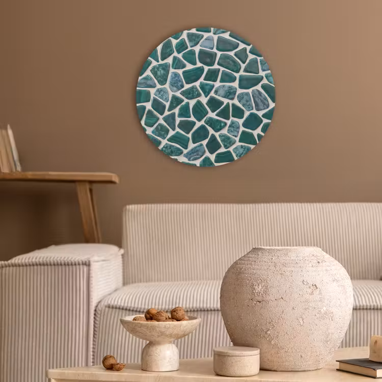 Textuur - Steen - Groen - Abstract - Patroon Akoestische PET Vilt - Rond klein -sfeer1