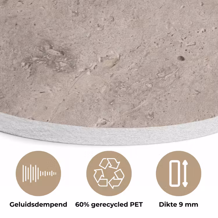 Textuur - Steen - Patroon - Rustiek - Beige Akoestische PET Vilt - Rond klein -closeup_NL