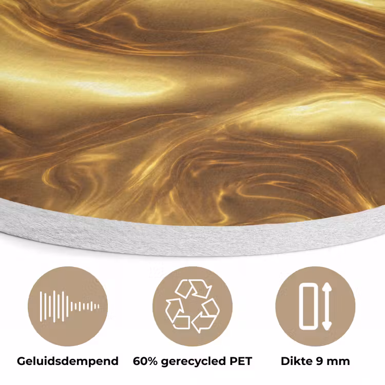 Textuur - Vloeibaar - Organisch - Goud Akoestische PET Vilt - Rond klein 838 -closeup_NL