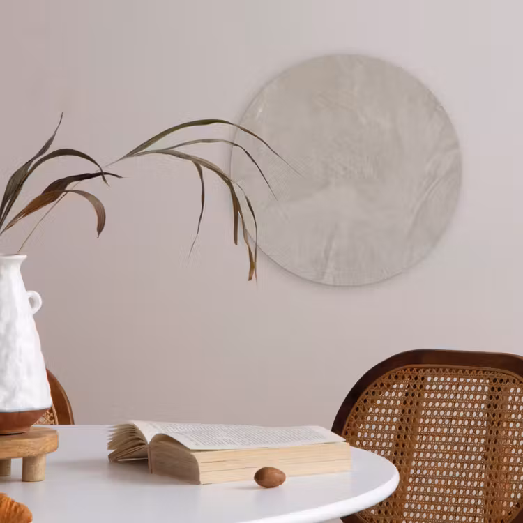Textuur - Wand - Modern - Beige - Abstract Akoestische PET Vilt - Rond klein -sfeer3