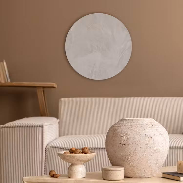 Textuur - Wand - Modern - Beige - Abstract Akoestische PET Vilt - Rond klein -sfeer1
